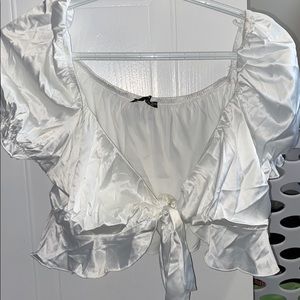 Silk white tie top